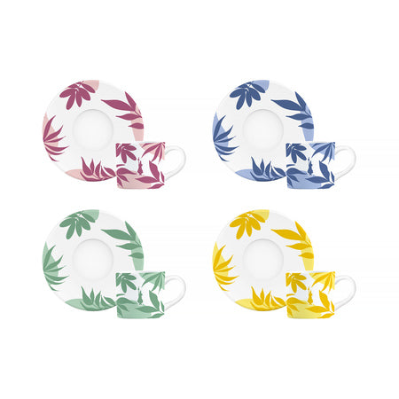 Bialetti Primavera 4 puodelių su lėkštutėmis rinkinys