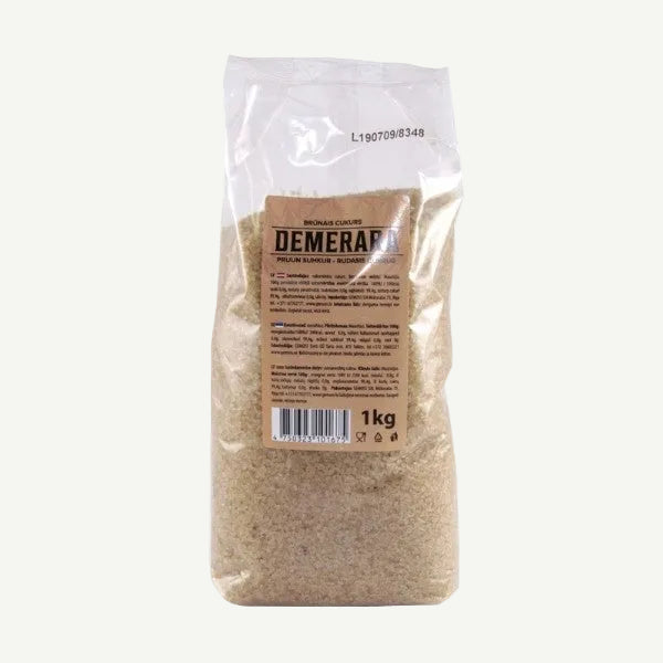 Rudasis cukranendrių cukrus Demerara, 1 kg pakuotė
