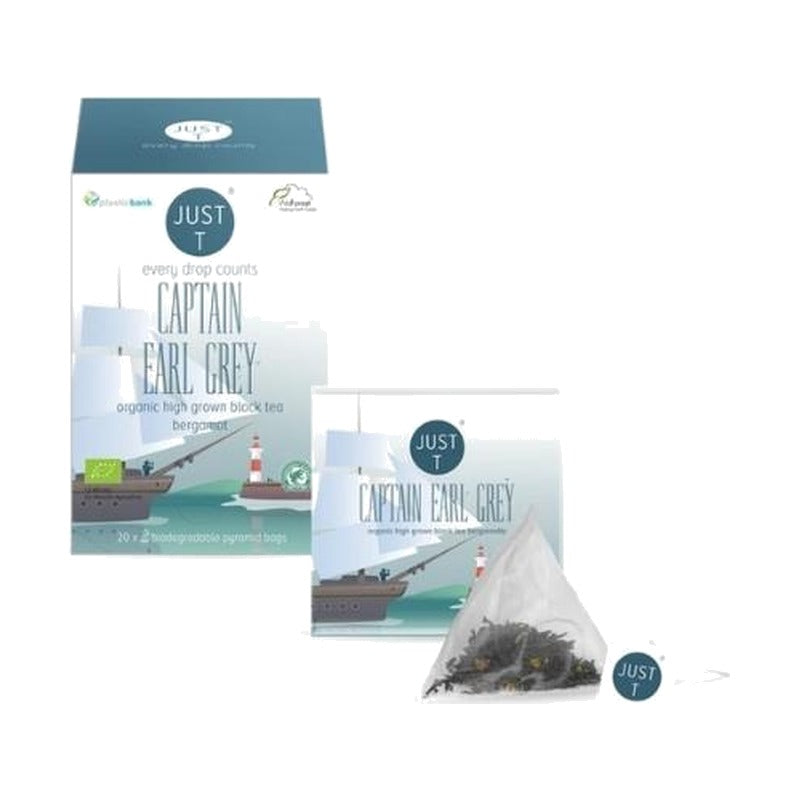 JUST T ekologiška juodoji arbata Captain Earl Grey, 20 piramidžių pakuotė