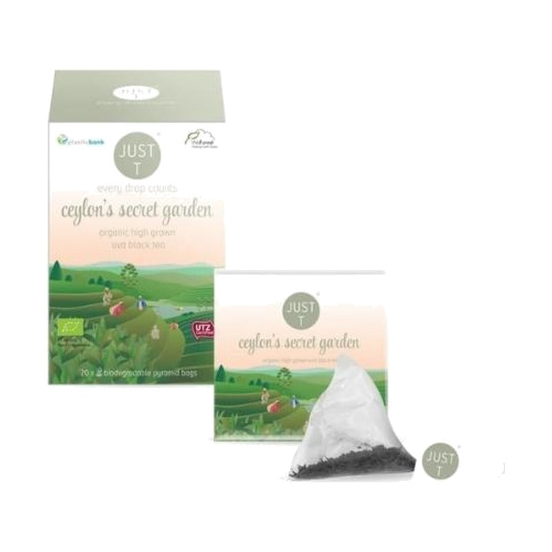 JUST T ekologiška juodoji arbata Ceylon's Garden, 20 piramidžių pakuotė
