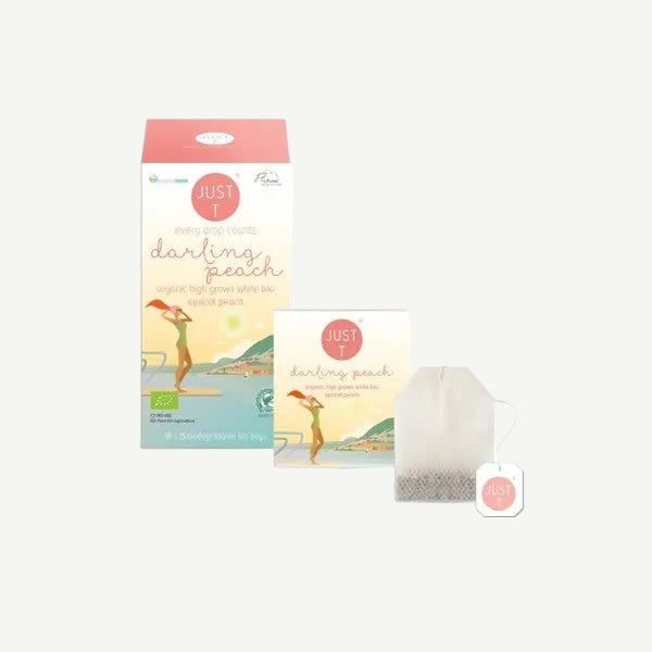 JUST T ekologiška baltoji arbata Darling Peach, 20 maišelių pakuotė