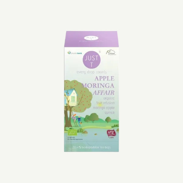 JUST T ekologiška vaisinė arbata Apple Moringa Affair, 20 maišelių pakuotė