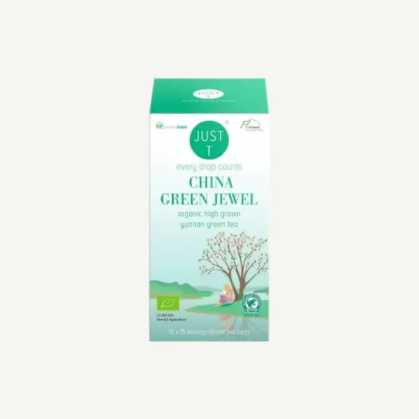 JUST T ekologiška žalioji arbata China Green Jewel, 20 maišelių pakuotė