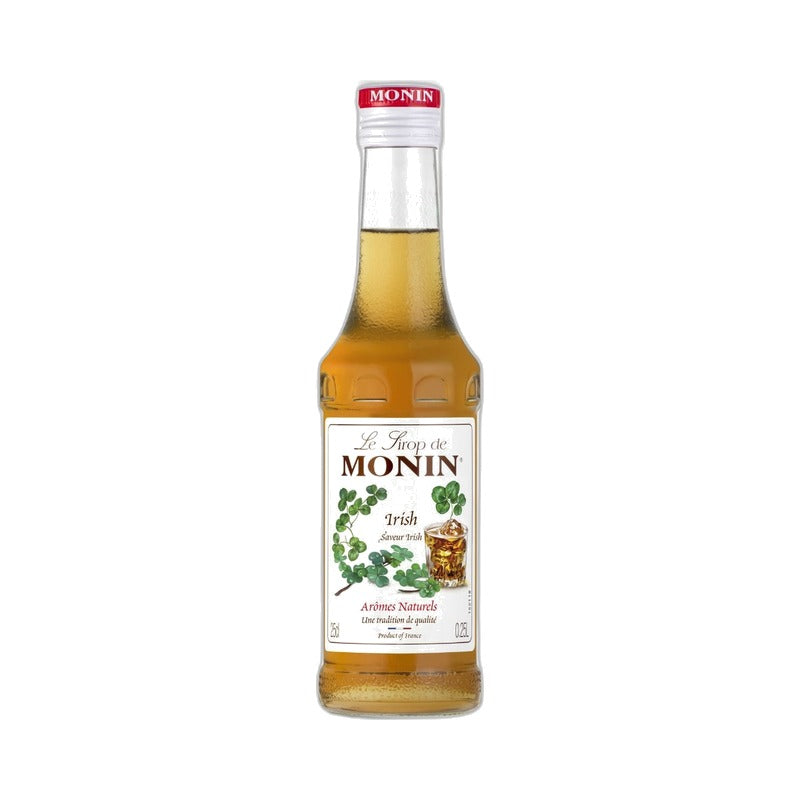 Monin airiškos kavos sirupo stiklinis butelis, 0,25 l