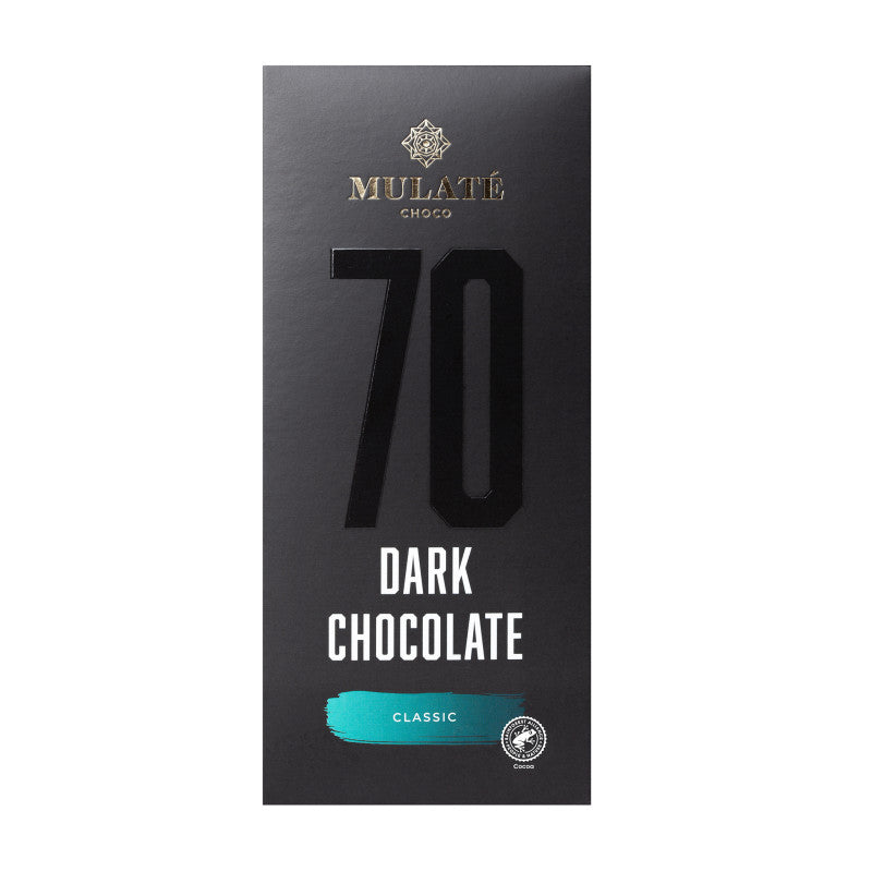 Mulate Choco 70% juodasis šokoladas, 90 g plytelė