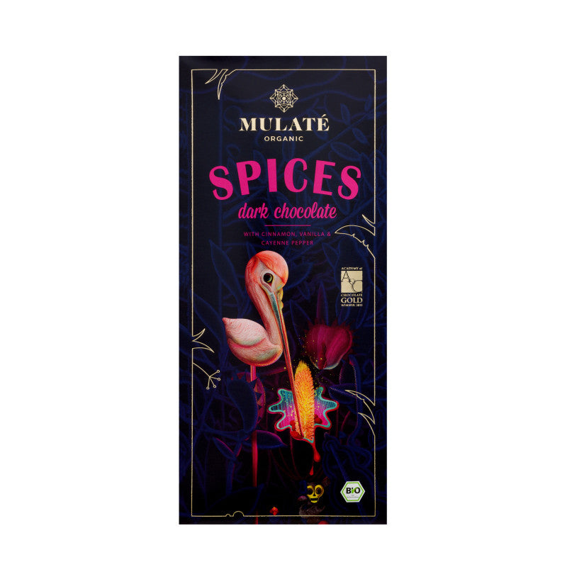 Mulate Organic Spices juodasis šokoladas, 80 g plytelė