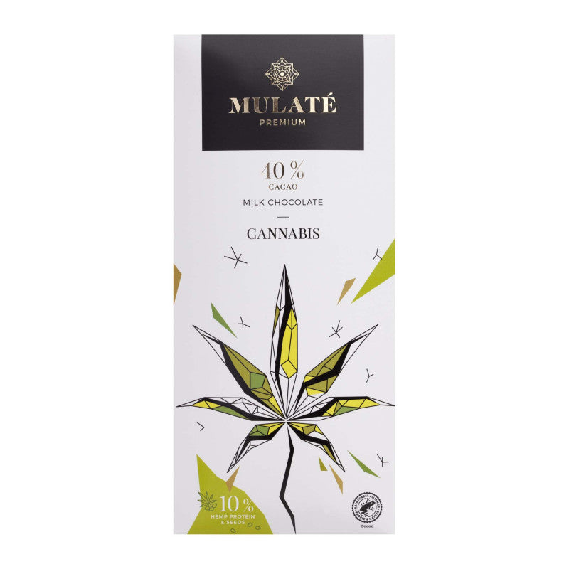 Mulate Premium Milk Cannabis pieninis šokoladas, 90 g plytelė