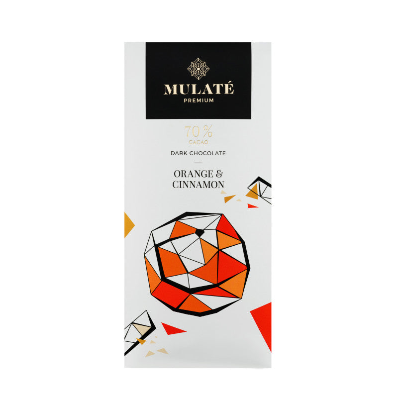 Mulate Premium Orange & Cinnamon juodasis šokoladas, 90 g plytelė