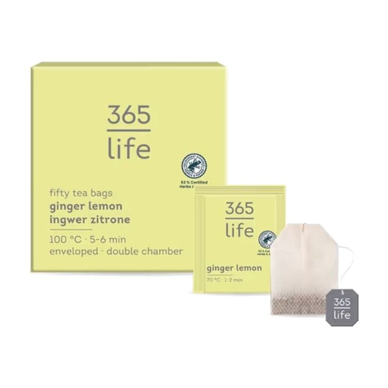 Vaisinė arbata Imbierų–citrinų 365 life, 50 pakelių pakuotė